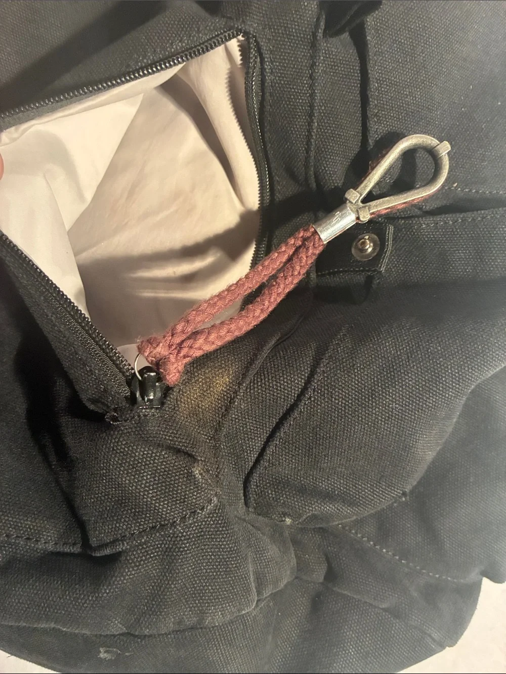 Men's Black Canvas Backpack with Front Flap - Unbranded
